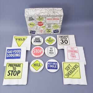 Vtg Traffic Themed Traffic Stopper Cocktail Set Party Accessories Hostess Set